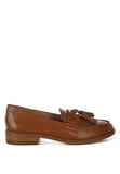 Women Yelena Genuine Leather Mock Stitch Tassel Loafers Zarnesh