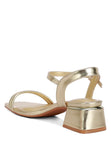 Women Zabou Metallic Ankle Strap Low Block Heels | Zarnesh