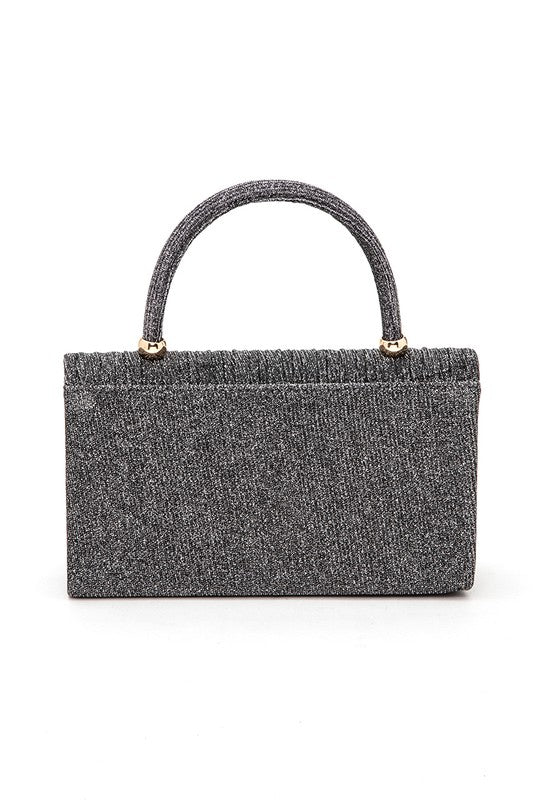 Womens Lurex Pleated Top Handle Evening Clutch Bag | Zarnesh