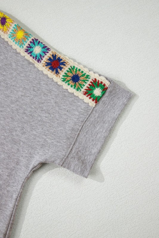 Women’s Granny Square Crochet Detail Loose T-Shirt | Zarnesh