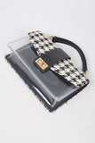 Women's 2 In 1 Tweed Houndstooth Print Clear Bag Set | Zarnesh