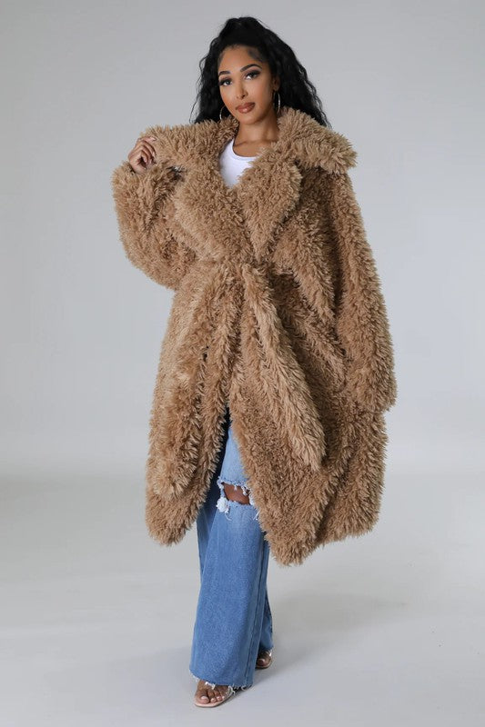 Women’s ATHINA Belted Faux Fur Teddy Winter Heavy Jacket | Zarnesh