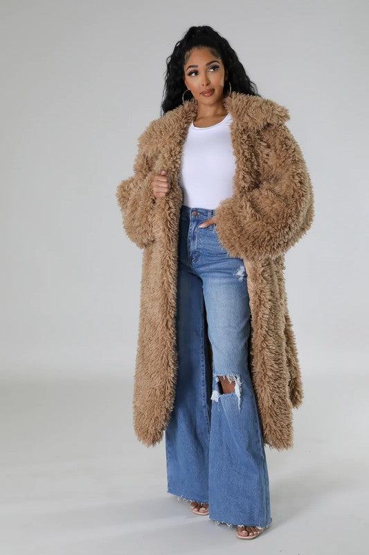 Women’s ATHINA Belted Faux Fur Teddy Winter Heavy Jacket | Zarnesh