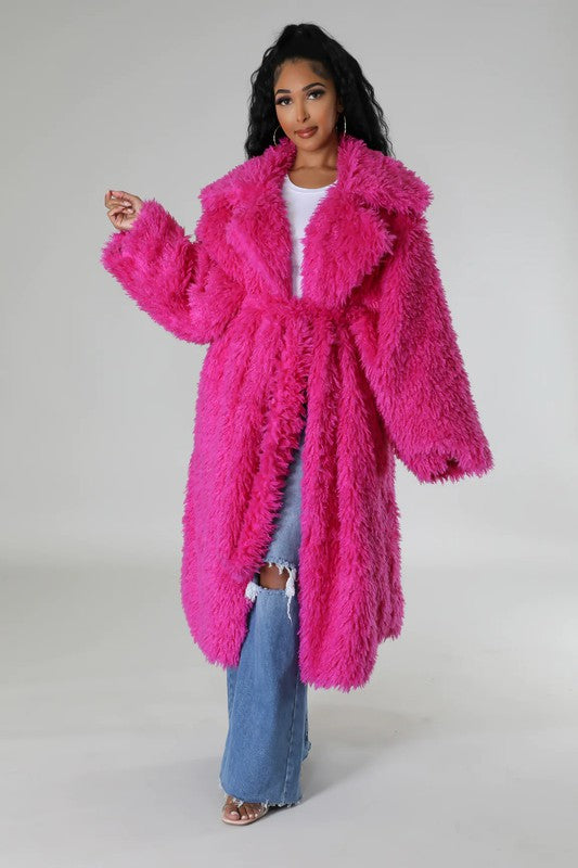 Women’s ATHINA Belted Faux Fur Teddy Winter Heavy Jacket | Zarnesh