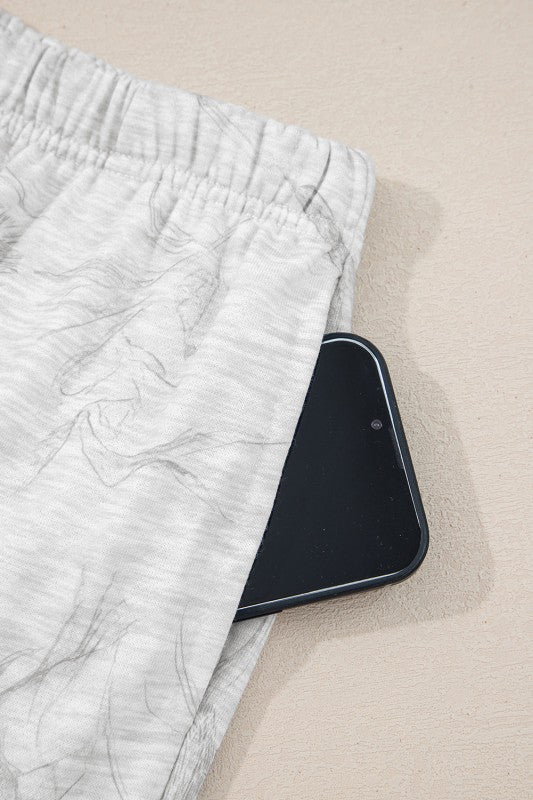 Women’s Abstract Print Drop Sleeve Hoodie Pant Set | Zarnesh