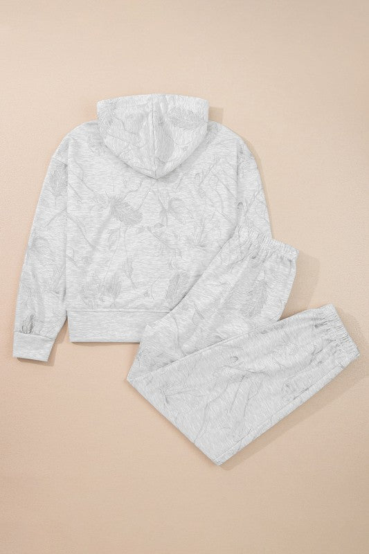 Women’s Abstract Print Drop Sleeve Hoodie Pant Set | Zarnesh