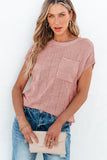 Women's Andrea Lattice Textured Knit Short Sleeve Sweater | Zarnesh