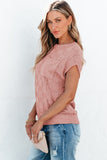 Women's Andrea Lattice Textured Knit Short Sleeve Sweater | Zarnesh