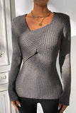 Women’s Asymmetrical Neck Knit Elastic Fit Solid Sweater | Zarnesh