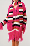 Women’s Athina Fuzzy Striped Faux Fur Fringe Sweater | Zarnesh