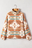 Women’s Aztec Print Elastic Cuffs Fleece Quarter-Zip Sweatshirt | Zarnesh