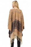 Women's Aztec Pattern Fringe Ruana Cardigan Warp Scarf | Zarnesh