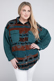 Women’s Aztec Plus Printed Button Down Long Sleeve Jacket | Zarnesh