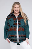 Women’s Aztec Plus Printed Button Down Long Sleeve Jacket | Zarnesh