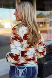 Women’s Aztec Print Snap Button Pockets Fleece Jacket | Zarnesh