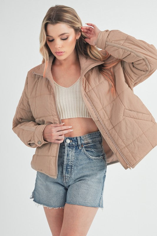 Women’s Bebe Oversized Boxy Snap Button Puffer Jacket | Zarnesh