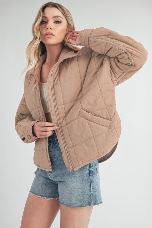 Women’s Bebe Oversized Boxy Snap Button Puffer Jacket | Zarnesh
