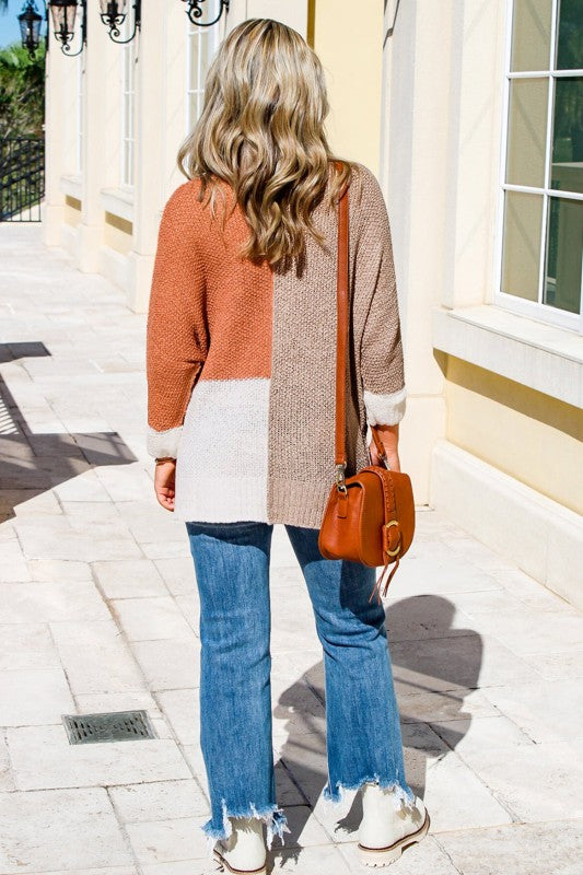 Women’s ColorBlock Knit Pullover V-Neck Sweater | Zarnesh