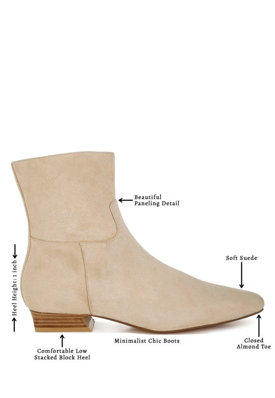 Women's Flared Low Block Heel Suede Boots | Zarnesh