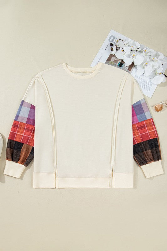 Women’s Plus Size Colorblock Patchwork Sleeve Sweatshirt | Zarnesh