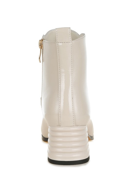 Women's Textured Block Heel Ankle Boots | Zarnesh