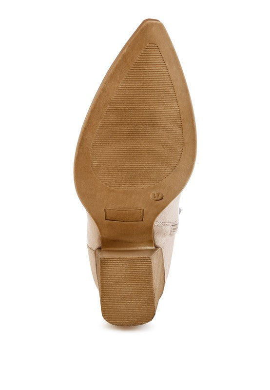Women's Woven Pointy Western Booties | Zarnesh