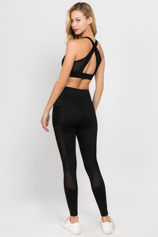 Women’s Active Jersey Mesh Panel High-Waisted Leggings | Zarnesh
