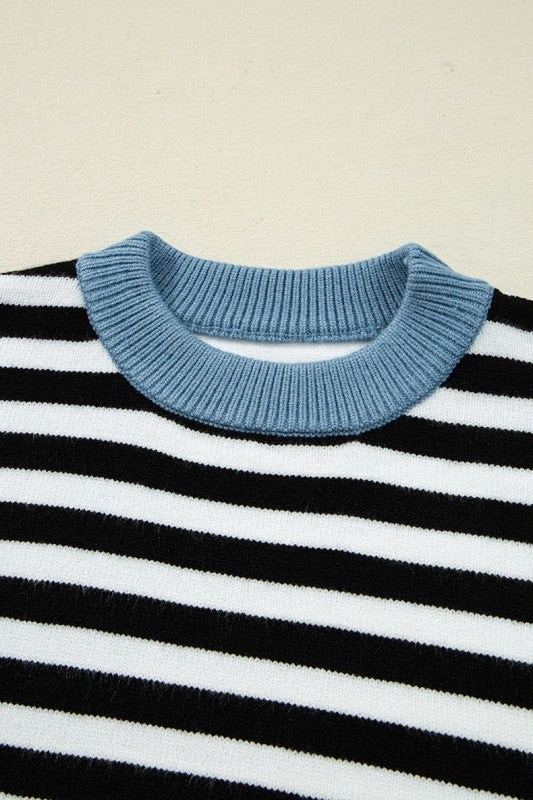 Women’s Colorblock Patchwork Striped Sleeve Chic Sweater | Zarnesh