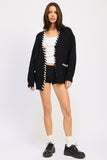 Women’s Contrast Trim Buttons Cardigan | Zarnesh