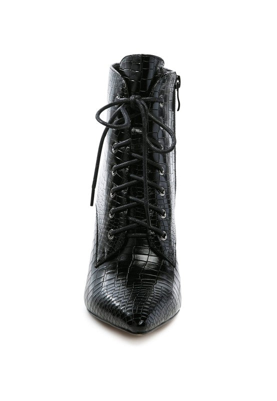 Women's Croc Textured Faux Leather Boots | Zarnesh