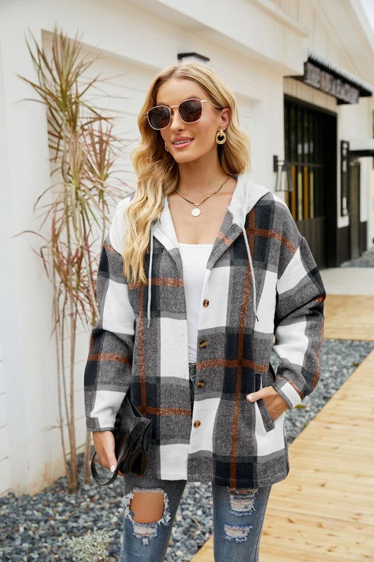 Women’s Long Sleeve Hooded Shacket | Zarnesh