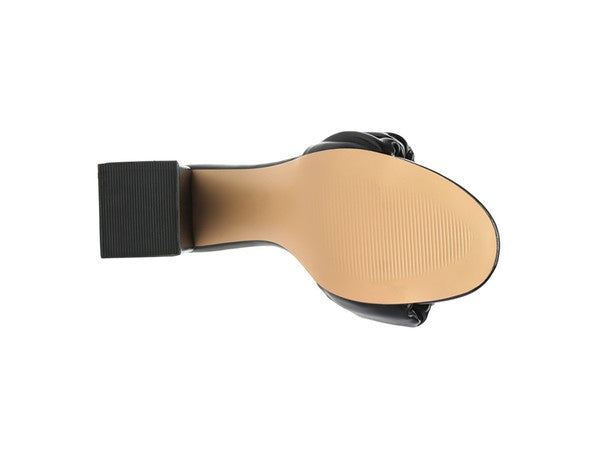 Women's Noie Mid Block Heel Pleated Strap Sandals | Zarnesh