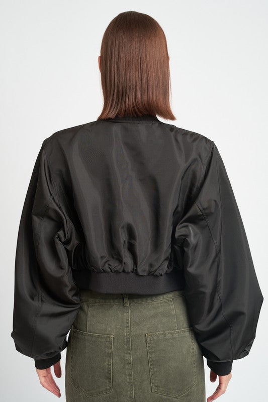 Women’s Multi Pocket Cropped Bomber Jacket | Zarnesh
