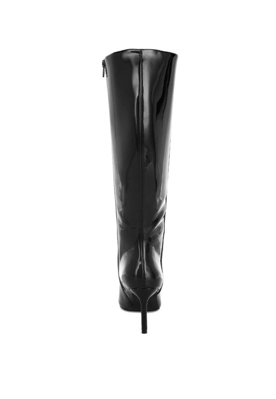 Women's Patent Faux Leather Calf Boots | Zarnesh