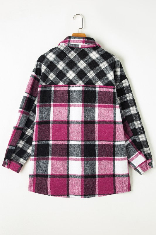 Women’s Black Plaid Colorblock Loose Shacket | Zarnesh