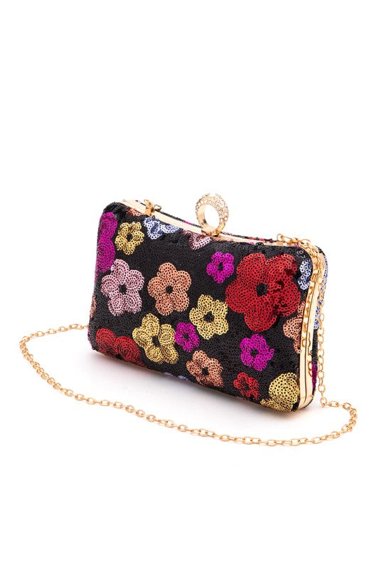 Women’s Sequins Flower Statement Box Clutch Bag | Zarnesh