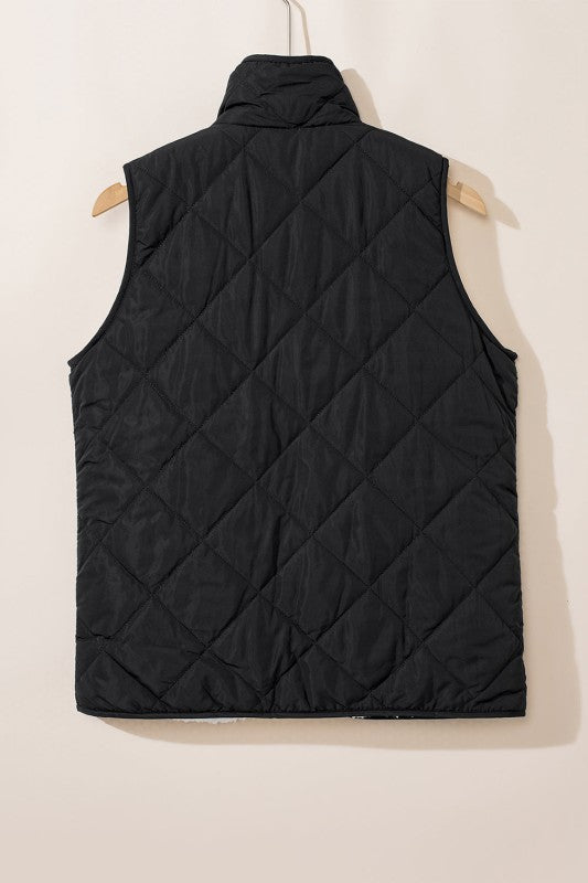 Women's Solid Fleece Lined Quilted Vest Coat | Zarnesh