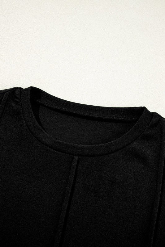 Women’s Solid Long Sleeve Reverse Seam Crew Neck Top | Zarnesh