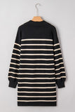 Women’s Striped Sweater Puff Sleeve Collared Mini Dress | Zarnesh