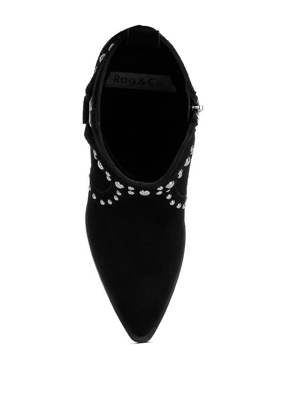 Women's Studded Real Suede Leather Ankle Boots | Zarnesh