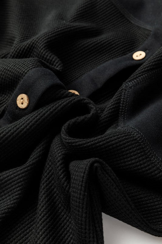 Women’s Waffle Knit Patchwork Button-Up Reverse Seam Shacket | Zarnesh