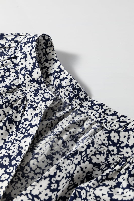 Women’s Floral Long Puff Sleeve V-Neck Blouse  | Zarnesh
