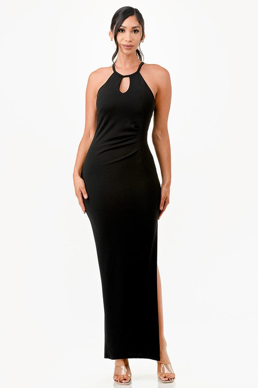Women's Keyhole A-Line Dress with Pintuck Pleats | Zarnesh