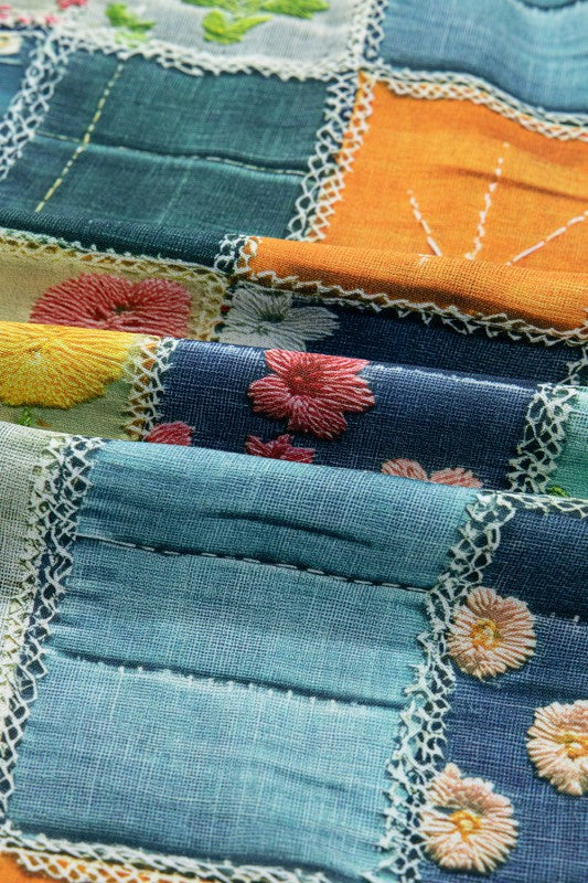 Women’s Ruffle Floral Patchwork Boho Patchwork Hem Midi Dress | Zarnesh