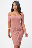 Women's Off the Shoulder Front Twist Bodycon Dress | Zarnesh
