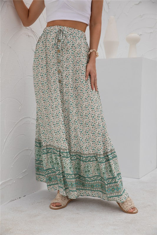 Women Summer Regular Fit Elastic Waistband Print Maxi Skirt Zarnesh