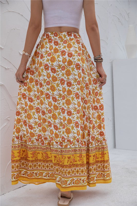 Women Summer Regular Fit Elastic Waistband Print Maxi Skirt Zarnesh