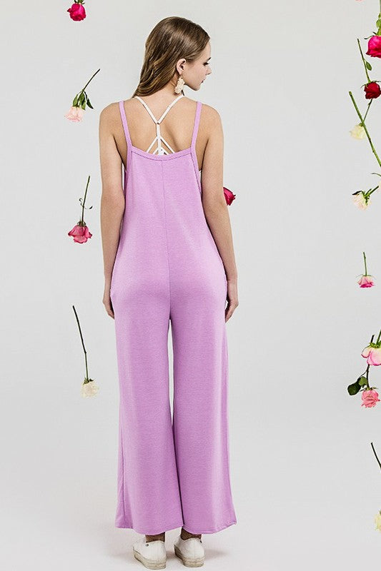 Women’s Boho Wide Leg Terry Overall Jumpsuits with Pocket | Zarnesh