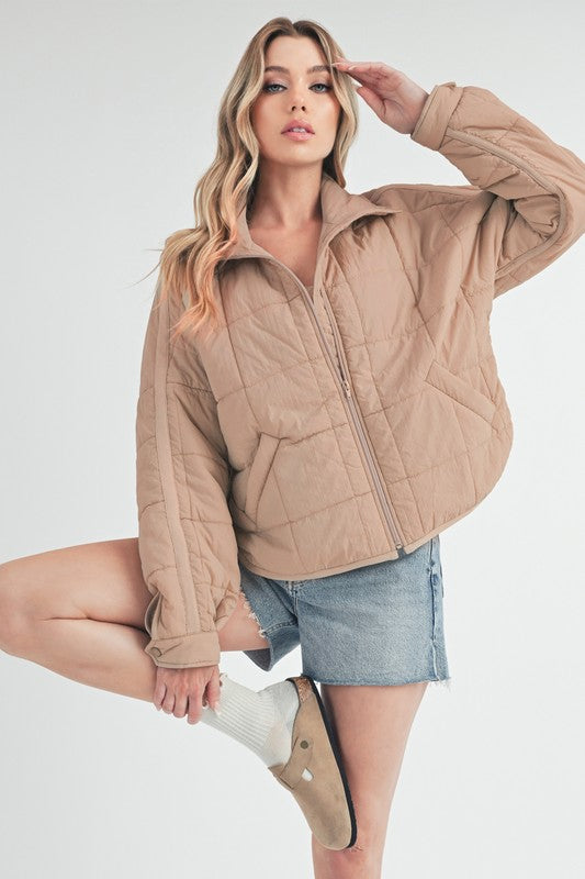 Women’s Bebe Oversized Boxy Snap Button Puffer Jacket | Zarnesh