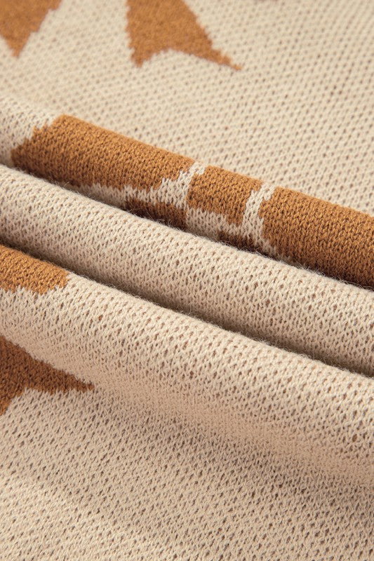 Women’s Bow Checker Stripe Pullover Striped Sleeves Sweater | Zarnesh